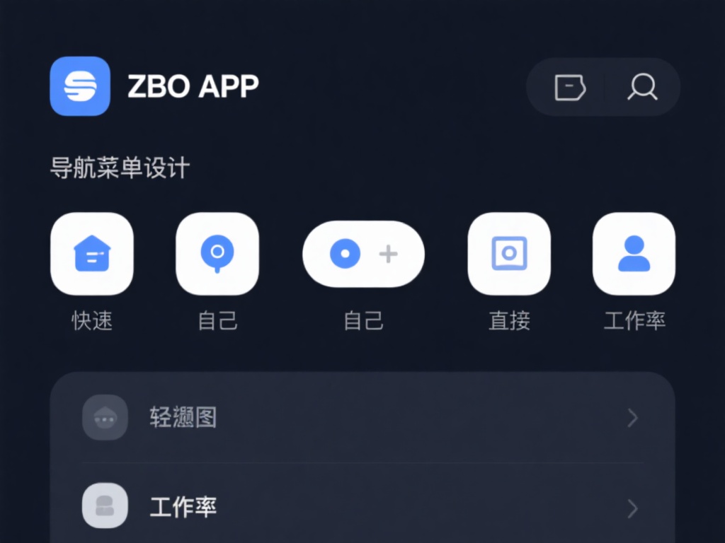 而在导航菜单设计上，ZBOAPP选择了图标化的操作